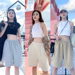 🌟  กางเกงขาสั้นเอวสูง  พร้อมส่ง✨ กางเกงโอเวอร์ไซส์ทรงหลวม สไ…