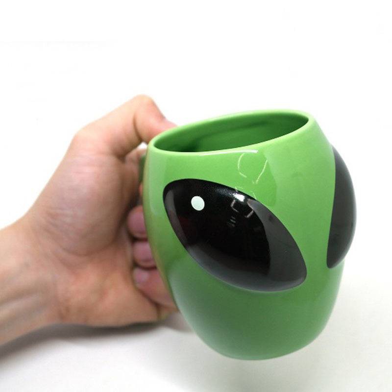 300ML 3D Alien Shape แก้วเซรามิคถ้วยบาร์ร้านอาหารถ้วยสีเขียวถ้วยกาแฟสํานักงาน CONTENT: 1 PC แก้ว