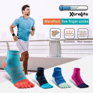 Set 3 คู่ !! AONIJIE five fingers Socks E4802 ถุงเท้าแยกนิ้วขอยาวเหนือตุ่ม ผลิตจากเส้นใยสังเคราะห์ Coolmax ของแท้ 100%