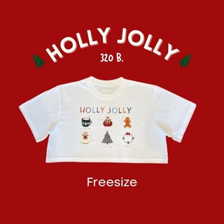 🎄พร้อมส่ง🎄Holly Jolly Crop top