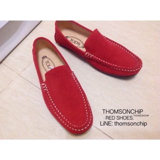 Leather Red Shoes รองเท้าหนังกลับ สีแดง