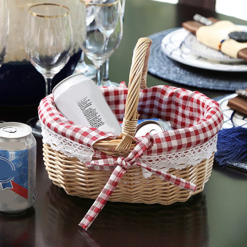 Wicker Basket Gift Baskets Empty Oval Willow Woven Picnic Basket with ...