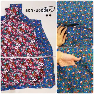 BigSize อก60นิ้ว เสื้อคอกระเช้าลายดอก ผู้ใหญ่/คนแก่ ไซส์ใหญ่พิเศษ จัมโบ้ พร้อมกระเป๋าข้าง ซิปแบบซ่อน