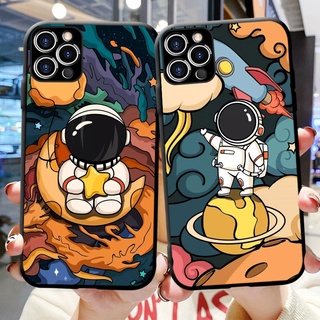 เคสโทรศัพท์มือถือนิ่ม เนื้อแมตต์ ลายนักบินอวกาศ สําหรับ iPhone 13 12 11 XS Pro Max Mini iPhone X XR 8 7 6 6S Plus 5 5S