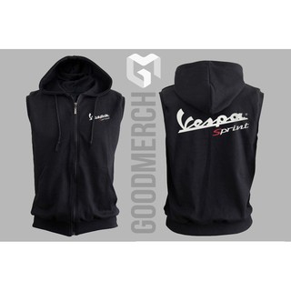 เสื้อกั๊ก มีฮู้ด แต่งซิป พิมพ์ลาย Vespa SPRINT