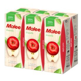 ส่งฟรี  มาลี น้ำแอปเปิ้ล100% ขนาด 200ml ยกแพ็ค 6กล่อง MALEE APPLE JUICE     ฟรีปลายทาง