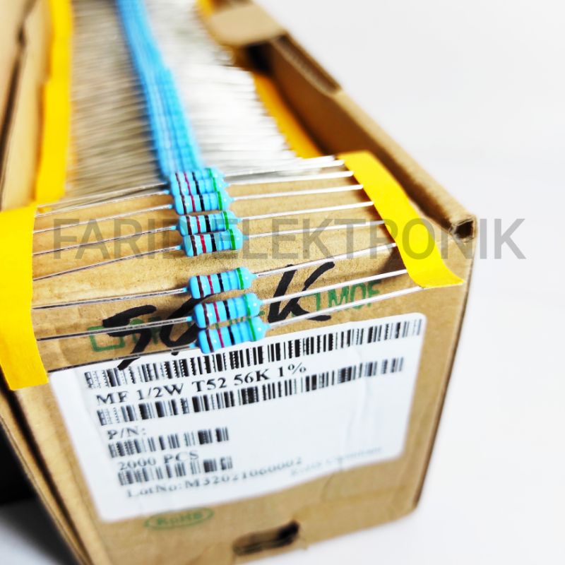 ฟิล์มโลหะ 56K 1/2W taiwan 1% ตัวต้านทานขาทองแดง