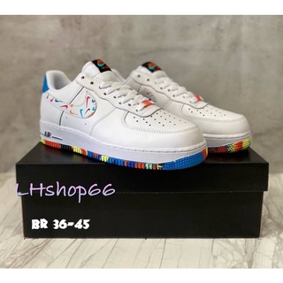 🌈รองเท้าผ้าใบ N Air Forc 1 Low Multicolor swooshes(GS36-45 รองเท้างานHiendพร้อมกลอ่ง