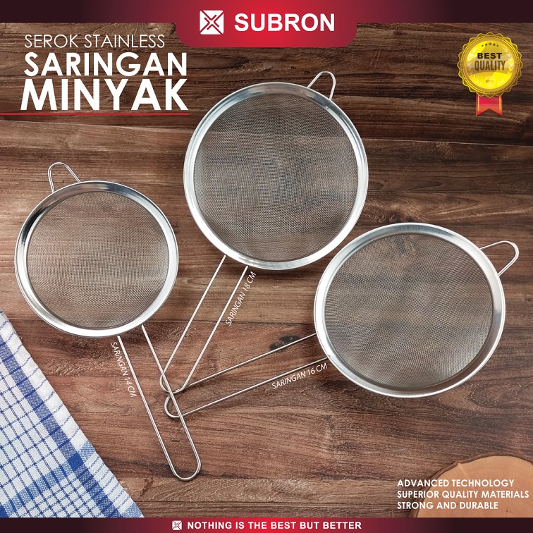 Subron ทําอาหารกรองน้ํามัน 14 ซม. 16 ซม. 18 ซม. อเนกประสงค์ภาษาเช็คคําแป้งมัลติฟังก์ชั่นสแตนเลส Stainer