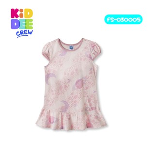 KiddeeCrew เสื้อกระโปรงแขนตุ๊กตาเด็กสีชมพูลายปลา Pink fish sleeve doll Tunic Top เหมาะสำหรับอายุ 1-8 ปี