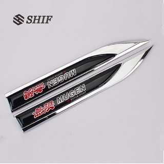 2 X Metal MUGEN Power Car Side Fender Rear Emblem Badge Sticker Blade For Honda