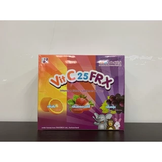 FRX Vitamin C 25 mg วิตามินซี กล่อง 60 ซอง ซองละ 30 เม็ด คละรส ส้ม / สตอเบอร์รี่ / องุ่น