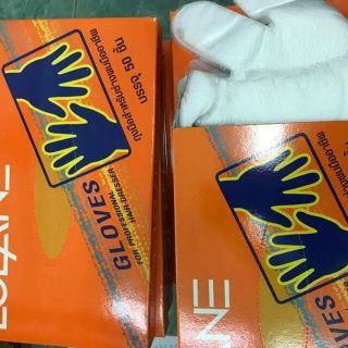 💥ถูกที่สุด💥ถุงมือพลาสติก กล่องส้ม ของแท้ หนา 50ชิ้น