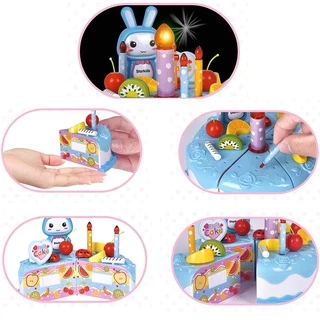 ของเล่น DIY ของเล่นอาหาร เค้กวันเกิด ชุดหั่นขนมเค้กและตกแต่งเค้ก ของเล่นบทบาทเล่นจำลองเค้กวันเกิด