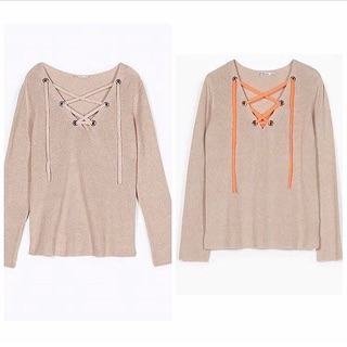 New✨Lace Jersey sweater ยี่ห้อ stradivarius