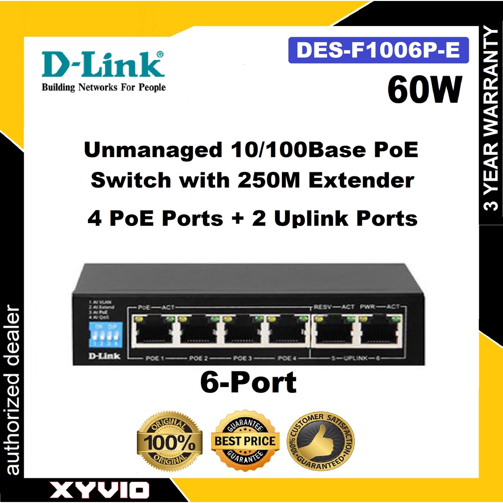 D-LINK DES-F1006P-E / DES-F1010P-E / DES-F1018P-E 250M 24-Port Fast Ethernet PoE Switch