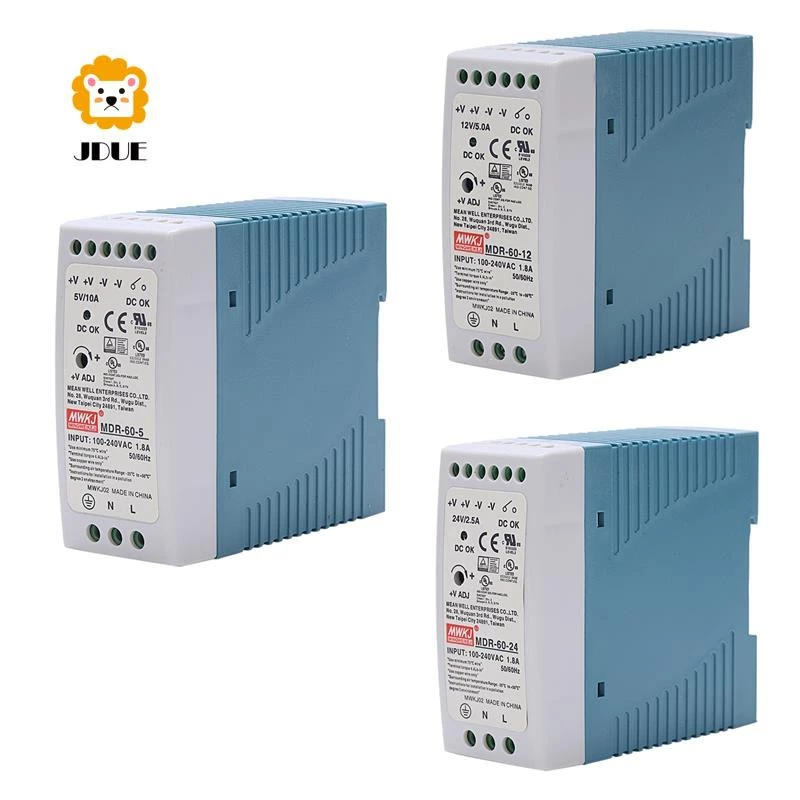 Mdr-60 24V 60W Din Rail พาวเวอร์ซัพพลาย Ac-Dc ไดร์เวอร์ควบคุมแรงดันไฟฟ้า COD