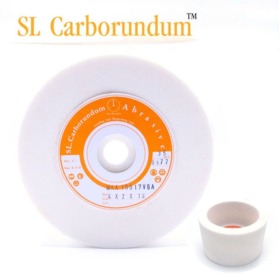 หินเจียรถ้วย หินถ้วยสีขาว ขนาด 4 x 2 x 1.¼ นิ้ว ตรา SL.carborumdum สินค้าแท้ 100% จากโรงงานผลิต