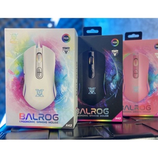 Nubwo X43 Gaming Mouse RGB AND Marco วนลูปได้ สีดำ/สีชมพู/สีขาว ของแท้ รับประกันศูนย์ 2 ปี