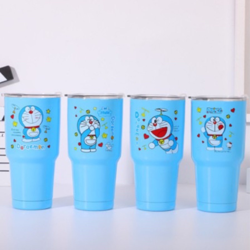 แก้วน้ำ 30 OZ.  เก็บความเย็นและร้อนได้  มีลายโดเรม่อน คิตตี้ Yeti Doraemon/Hello Kitty  พร้อมส่ง