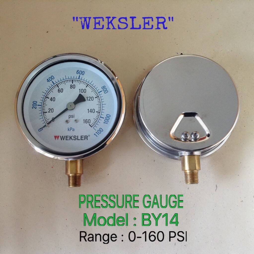 PRESSURE GAUGE (เกจวัดแรงดัน) "WEKSLER" รุ่น BY14, หน้าปัด 4" (แท้100%)