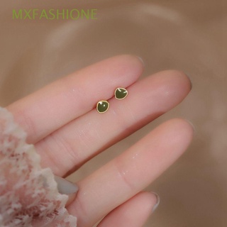 Mxfashione ต่างหูสตั๊ด สีเขียว น่ารัก โอปอล เรียบง่าย สไตล์เกาหลี สําหรับผู้หญิง