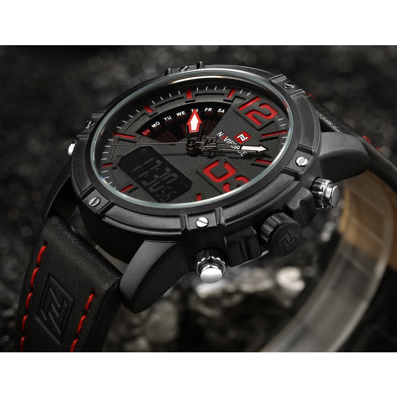 Naviforce  นาฬิกาข้อมือผู้ชาย สปอร์ตแฟชั่น รุ่น NF9095 สายหนัง กันน้ำ ระบบอนาล็อก