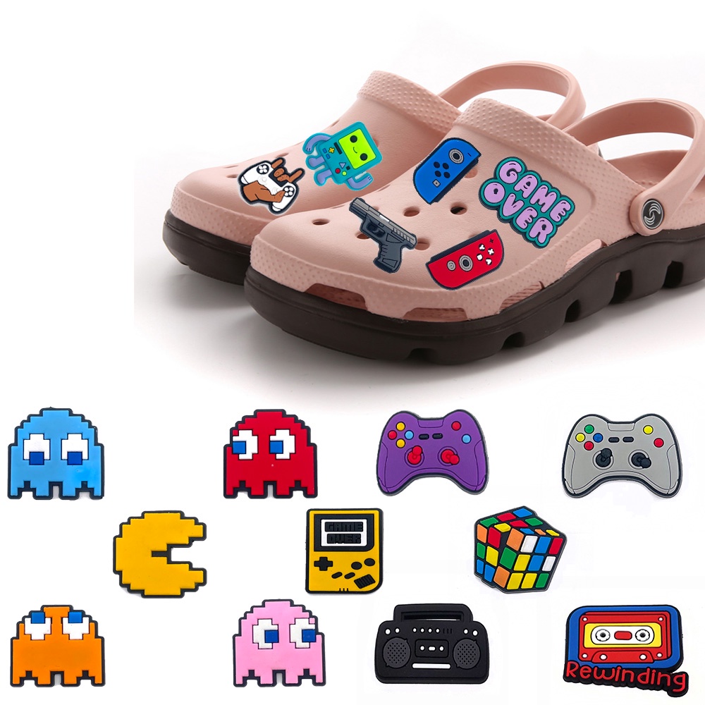 ขายเดียว 1 pcs การ์ตูนน่ารัก pac-man jibz crocs รองเท้า charms ตกแต่ง pvc clog รองเท้าหัวเข็มขัดที่ถอดออกได้สำหรับของขวัญเด็ก