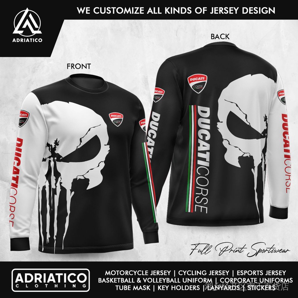 เสื้อกีฬาแขนสั้น ลาย Adeliako Ducati Skull V2 สําหรับขี่รถจักรยานยนต์ | 015 | เสื้อเชิ้ตแขนยาว สําหรับขี่จักรยานยนต์