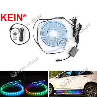 KEIN 2 ชิ้น RGB LED Strip รถประตู Streamer DRL Ultra-Thin Flow Light รีโมทคอนโทรลบรรยากาศโคมไฟวิ่งกลางวันหลอดไฟอัตโนมัติ