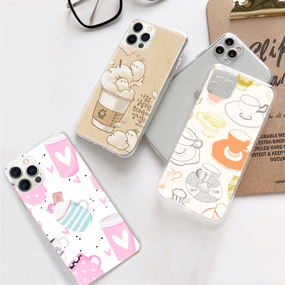 เคสใสแบบนุ่มเข้ากันได้สําหรับ Motorola Moto G9 Power Z2 Play G6 Plus Cover DV-52 เวลากาแฟ