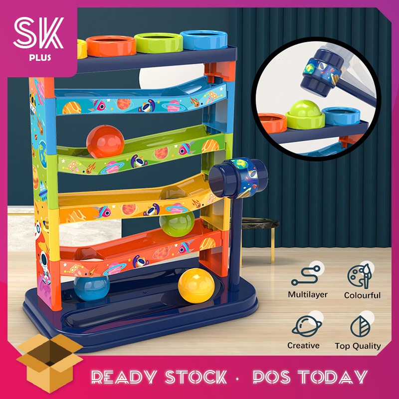 SKPLUS เด็ก Early Education ของเล่นห้าชั้น Bouncing Ball สไลด์ Pound Ball Track