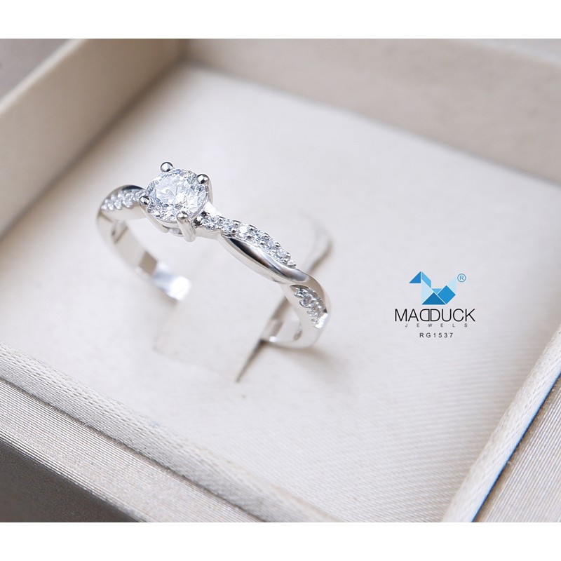 Madduckjewels แหวนเงินแท้ เพชร CZ ชุบโรเดียม RG1537