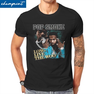 เสื้อยืดผ้าฝ้าย เสื้อยืดคอกลม ผ้าฝ้าย 100% พิมพ์ลาย Rappers Pop Smoke สไตล์ฮิปฮอป สําหรับผู้ชาย