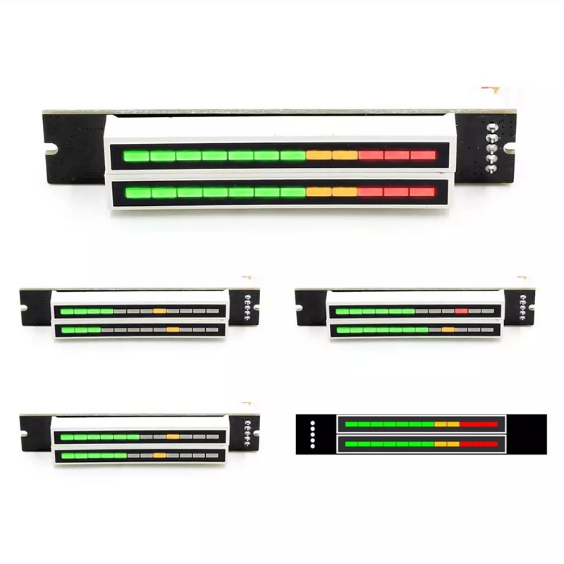 ตัวบ่งชี้ระดับเสียงเพลง LED ขนาดเล็ก 12 บิตปรับความเร็วแสง VU Meter Stereo Amplifier Board พร้อมโหมด AGC