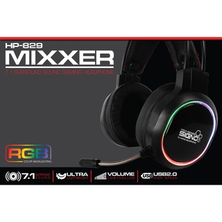 SIGNO 7.1 Surround Sound Gaming Headphone MIXXER รุ่น HP-829 รับประกันศูนย์ 1 ปี