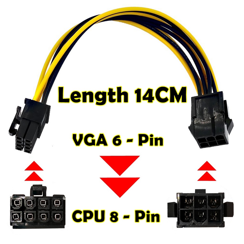 สายแปลง VGA 6Pin To CPU 8Pin สำหรับ Dual CPU X79 X99