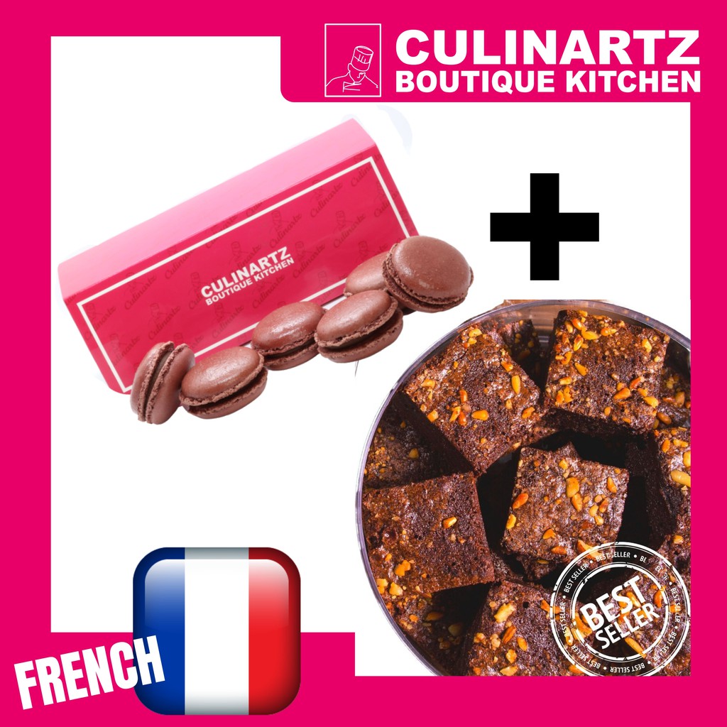 Dark Chocolate Package ชุดดาร์คช็อกโกแลตมาการองกับดาร์คช็อกโกแลตบราวนี่ Culinartz Boutique Kitchen