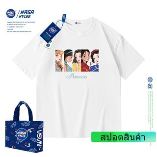 เสื้อยืดแขนสั้น ผ้าฝ้าย พิมพ์ลายการ์ตูน Nasa ทรงหลวม ขนาดใหญ่ สําหรับผู้หญิง