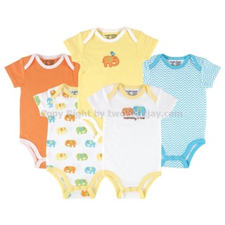 แท้ 100% เซ็ทบอดี้สูท Luvable Friends Elephants Mommy&amp;Me set 5 ตัว (3-12m)