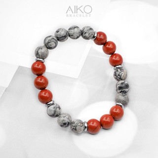 Love You Two Style กำไลหินแท้ (Gray Jasper/ Red Jasper)