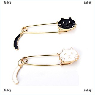 【Valley】Cute Black White Cats Oil Drop Exquisite Brooch Pins Fashion Women Jewelry