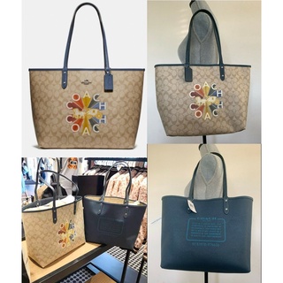 COACH แท้ 💯% Coach Reversible City Tote With Rainbow Print 72720