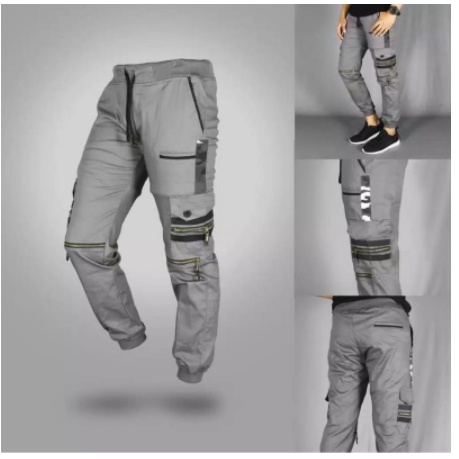 Katun Men& 39;s Biker Jogger Pants with 4 Point Zipper Cotton Stretch