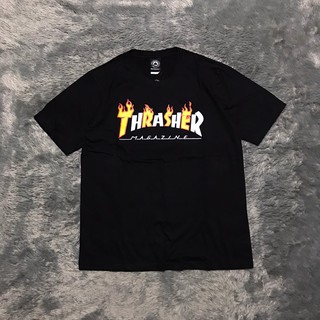 เสื้อยืดพิมพ์ลาย THRASHER MAGAZINE คุณภาพสูงสองสีสําหรับผู้หญิง