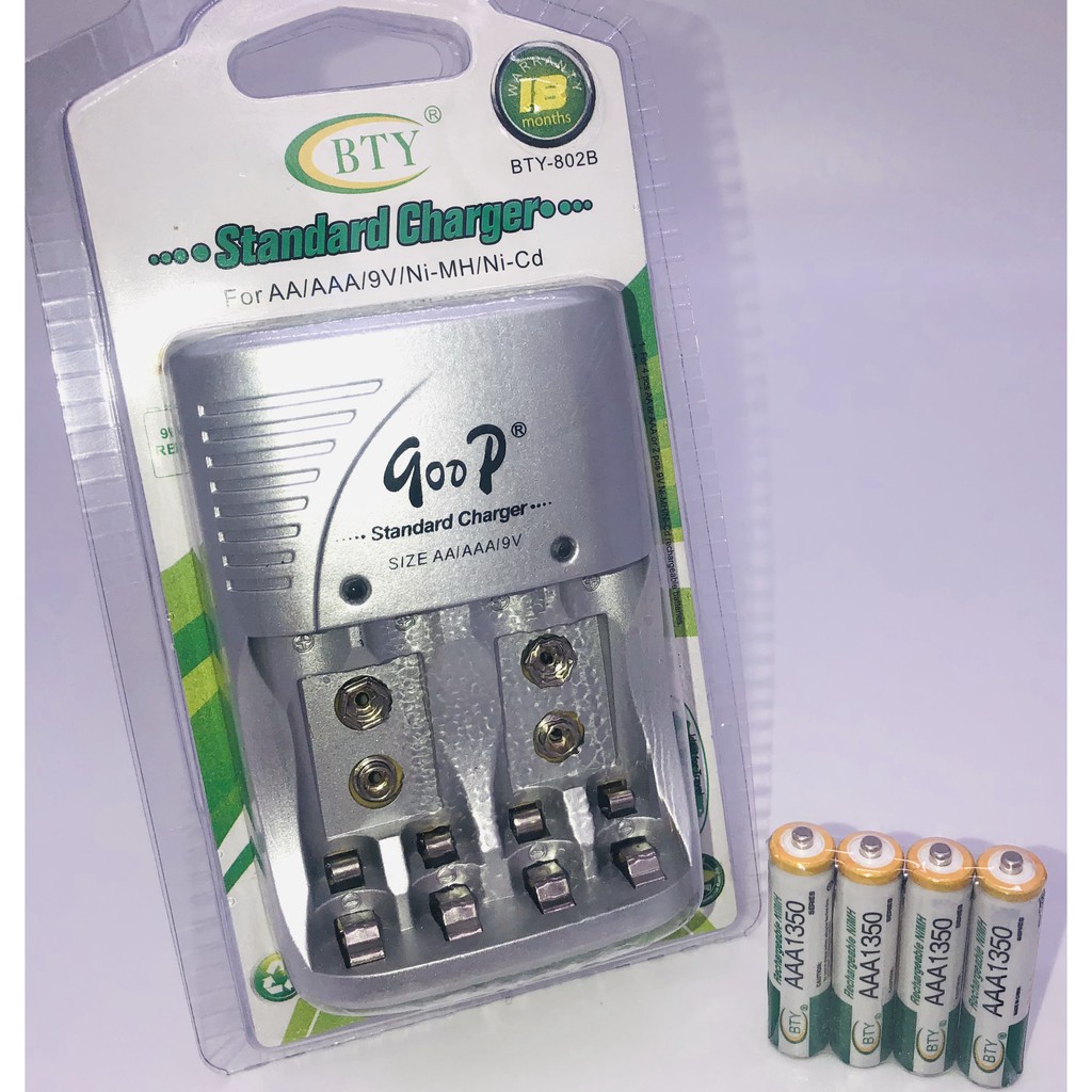 BTY ถ่านชาร์จ AAA 1350 mAh Ni-MH Rechargeable battery 4 ก้อน