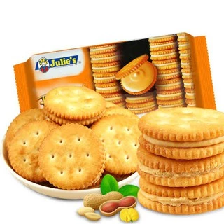 บิสกิตเนยถั่ว ห่อใหญ่ 360g Julie's peanut butter biscuit ขนมไส้เนยถั่ว คุกกี้ ถั่ว แพ็กเกตใหม่ รสชาติเดิม