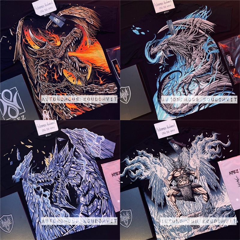 NREZ Dragon (Size M อก 46") เสื้อ OVP แท้💯% มังกรไฟ มังกรลม มังกรน้ำแข็ง มังกรน้ำแข็ง evo เอ็นเรส