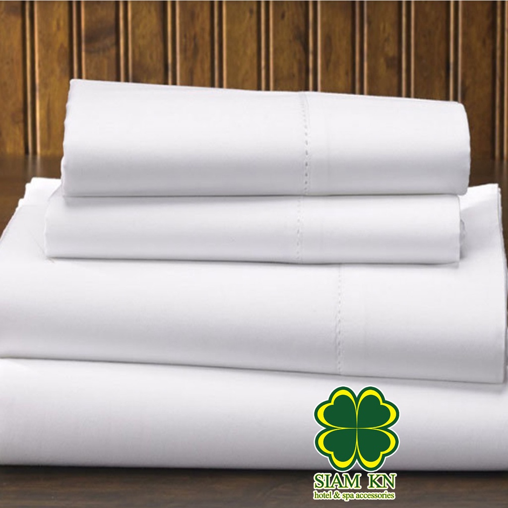ผ้าปูที่นอน ไม่รัดมุม ผ้าCotton ทอ 250 และ 300เส้นด้าย แบบเรียบ เกรดโรงแรม