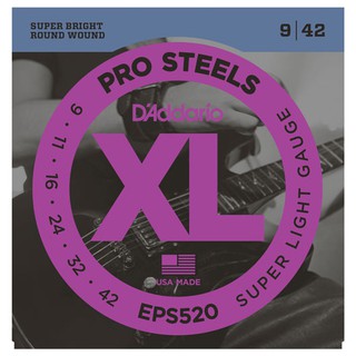 DAddario® สายกีตาร์ไฟฟ้า เบอร์ 9 วัสดุโลหะอัลลอยด์ ของแท้ 100% รุ่น EPS520 (Super Light, 09-42) ** Made in USA **